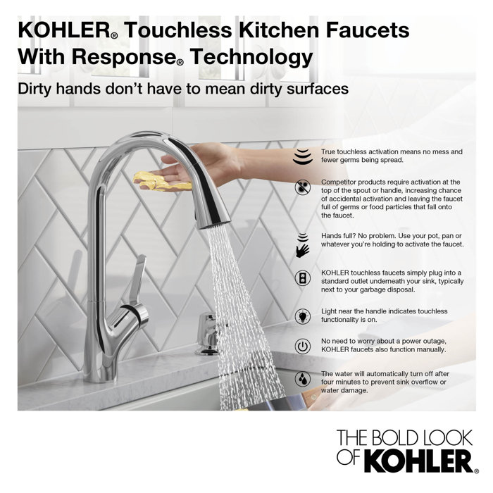 Kohler Crue Kitchen Faucet with Kohler Konnect and VoiceActivated